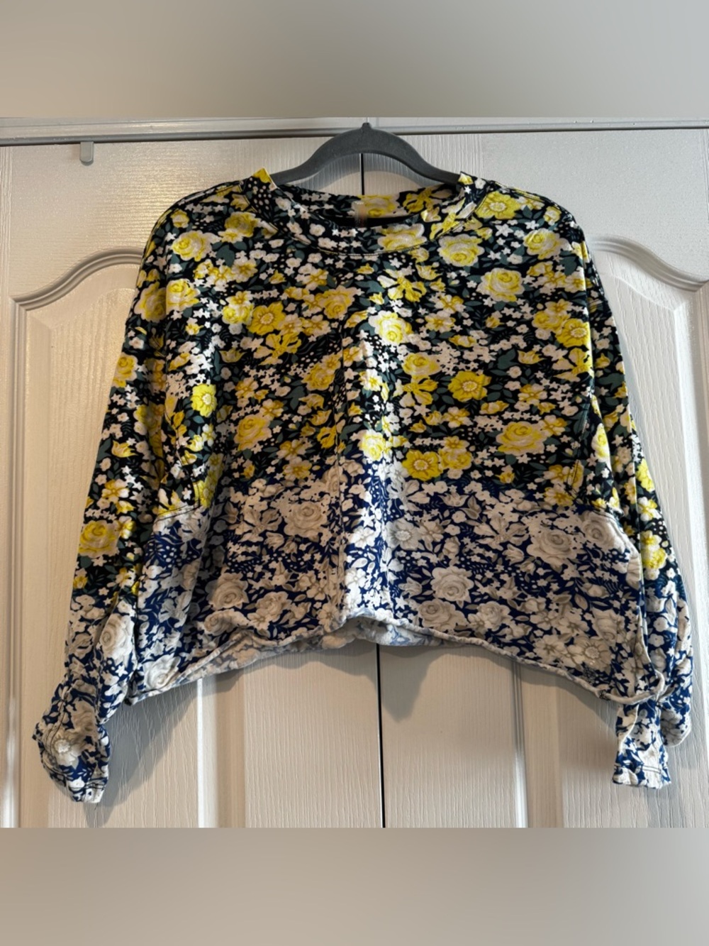 Free People Movement Floral Oversized Boxy Long Sleeve Tee - Size M - Picture 4 of 8